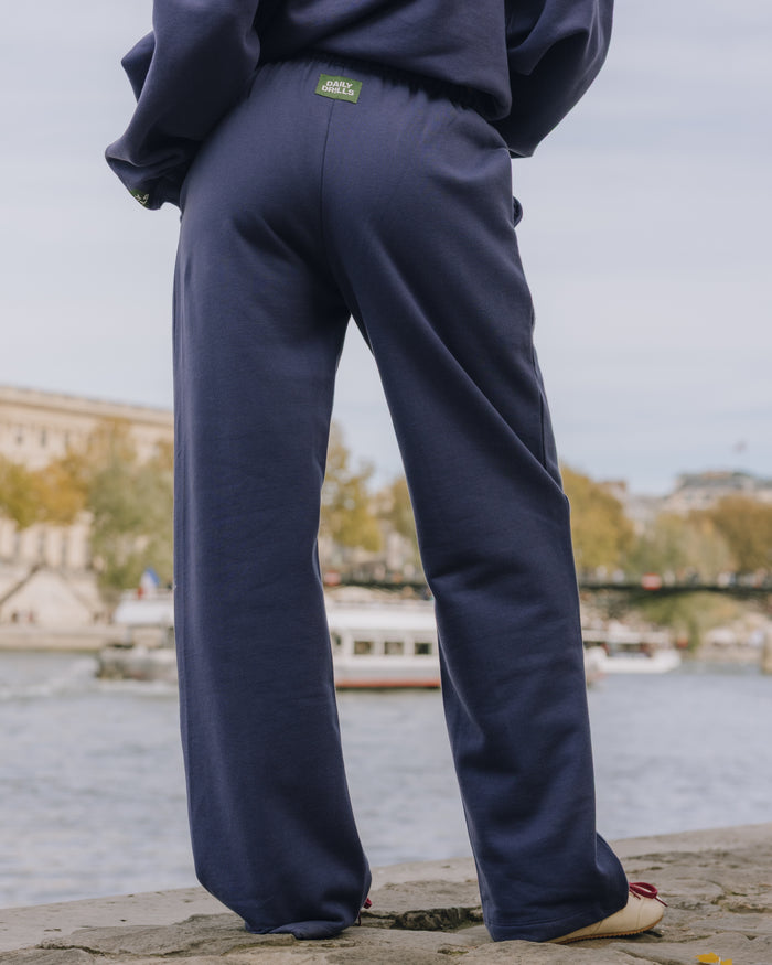 Fleece Straight Leg Sweatpants - Navy