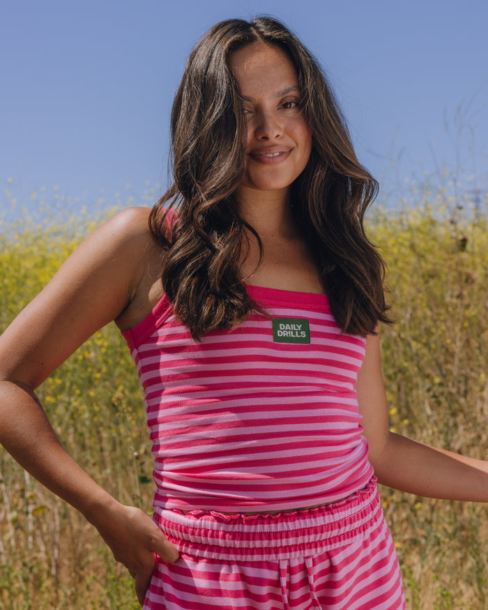 Striped Logo Everyday Tank - Hot Shot + Taffy Stripe