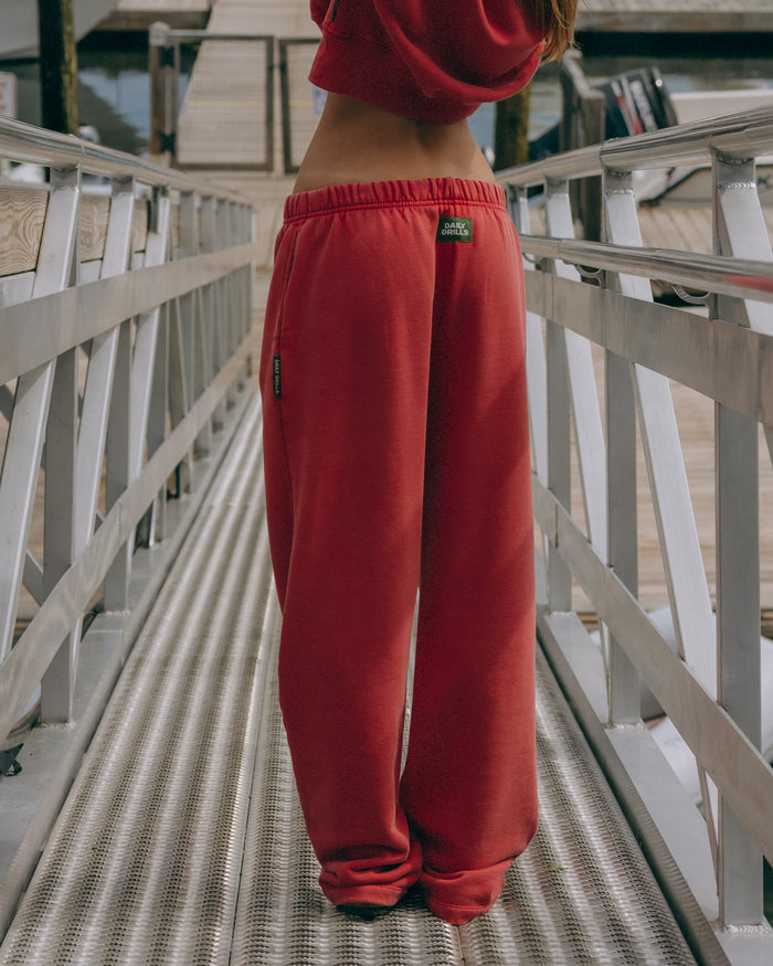 Heavyweight Straight Leg Sweatpants - Sunbleached Vintage Red