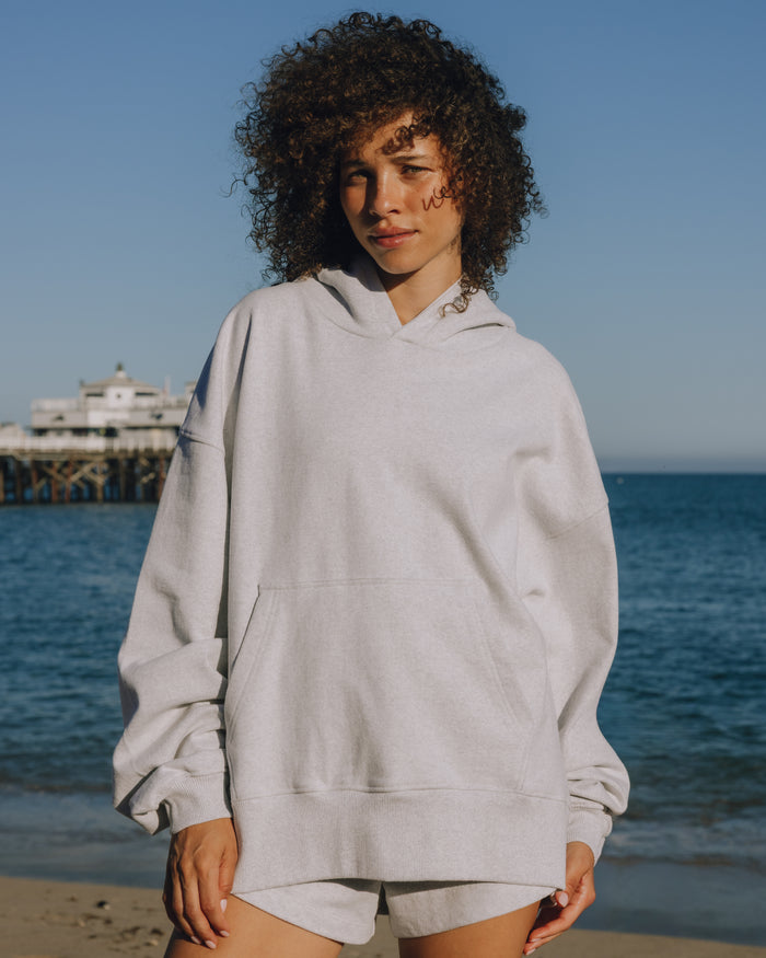 Oversized Fleece Hoodie - Heather Grey