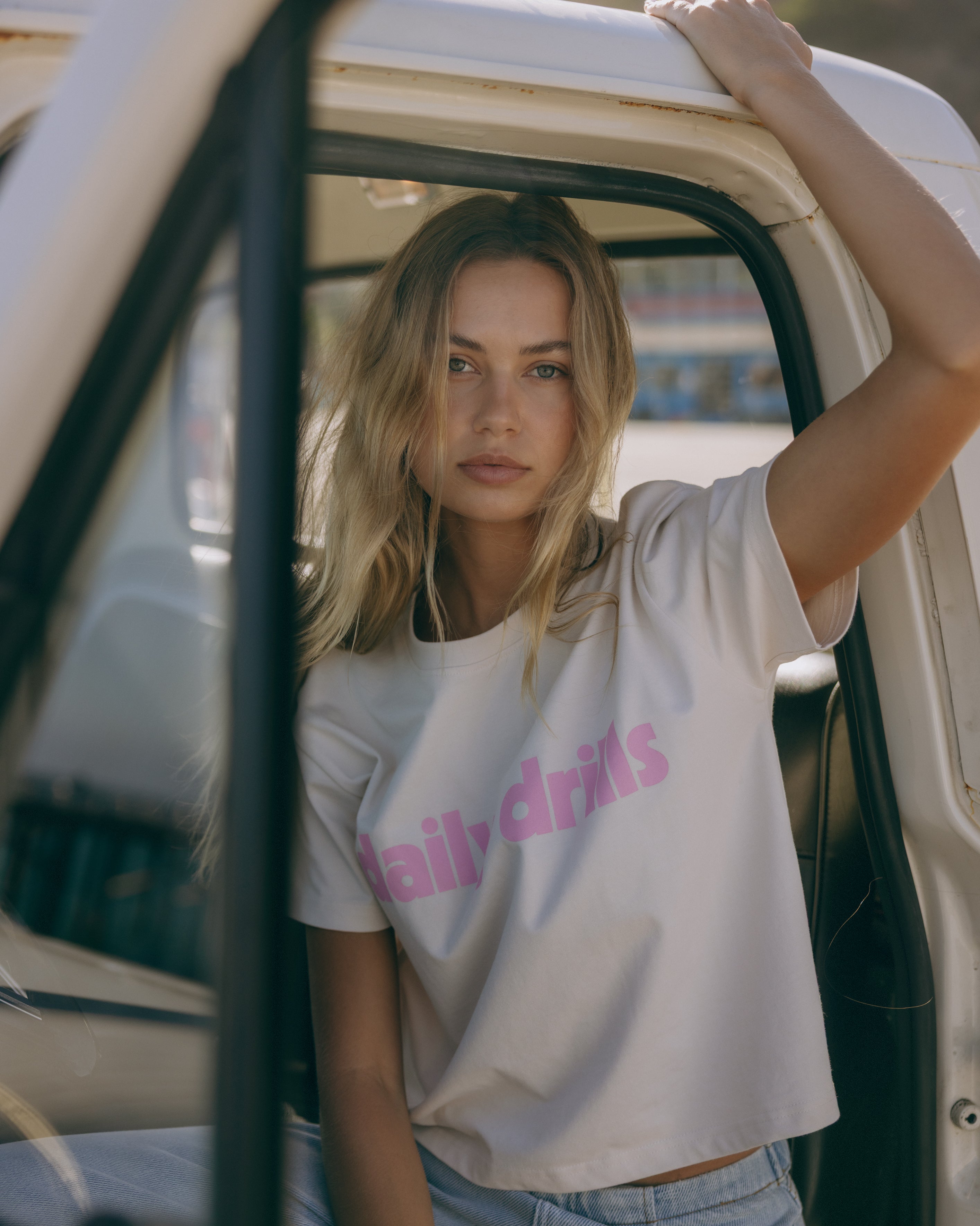 Daily Drills Boxy Tee - Cream + Taffy