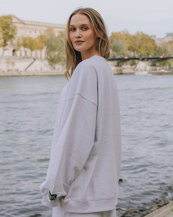 Oversized Fleece Henley - Heather Grey