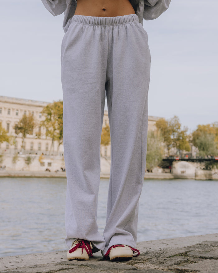 Fleece Straight Leg Sweatpants - Heather Grey