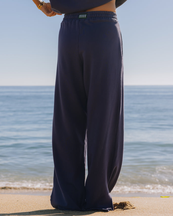 Wide Leg Sweatpants - Navy with !!!!! Patch