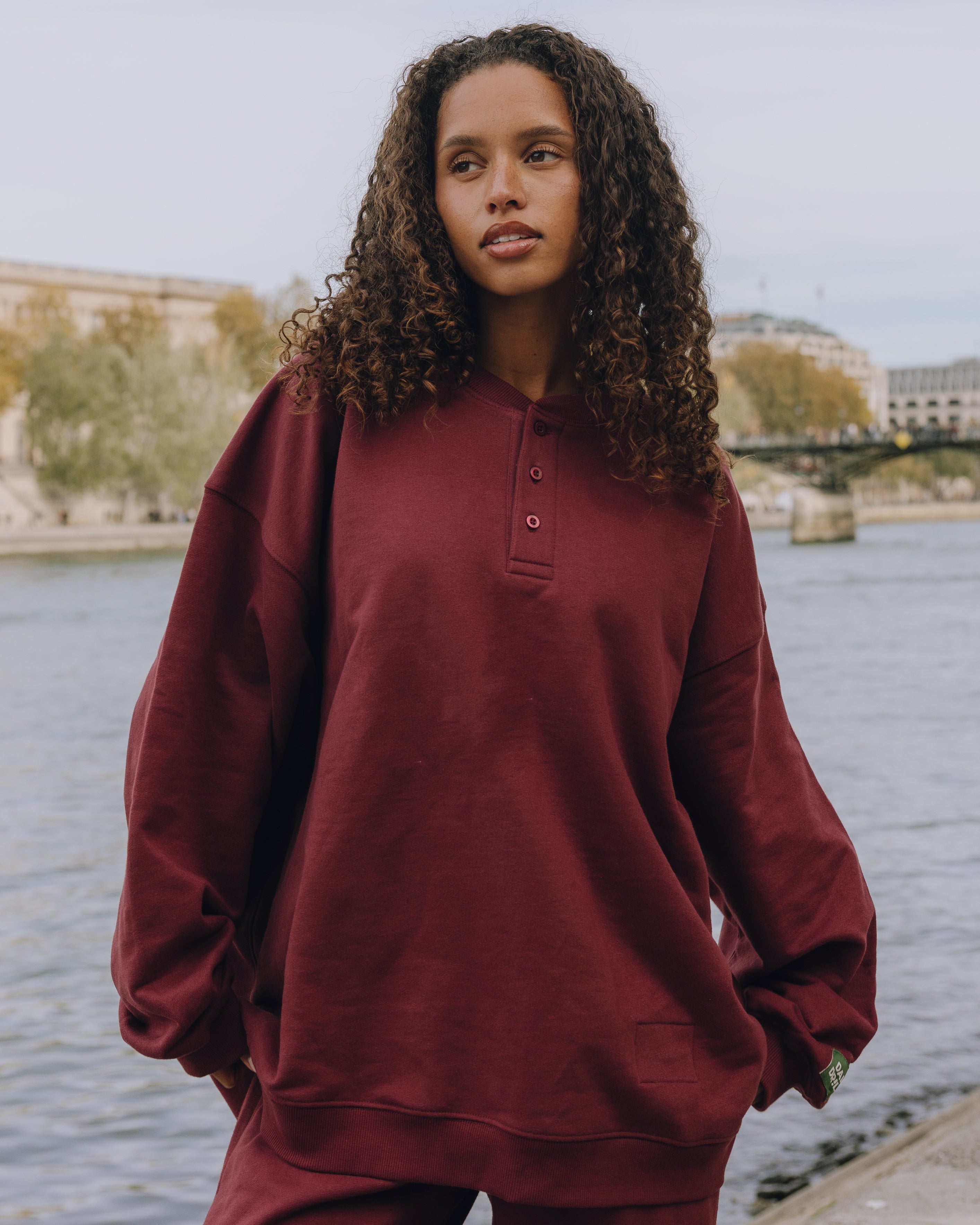 Oversized Fleece Henley - Bodega