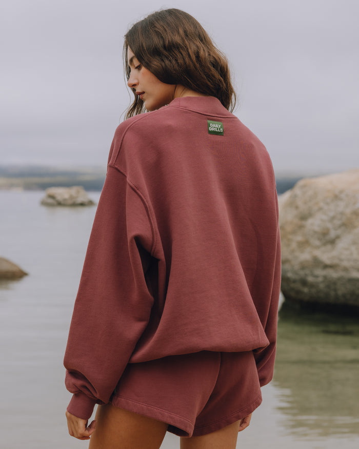Oversized Heavyweight Vintage Crew - Wine