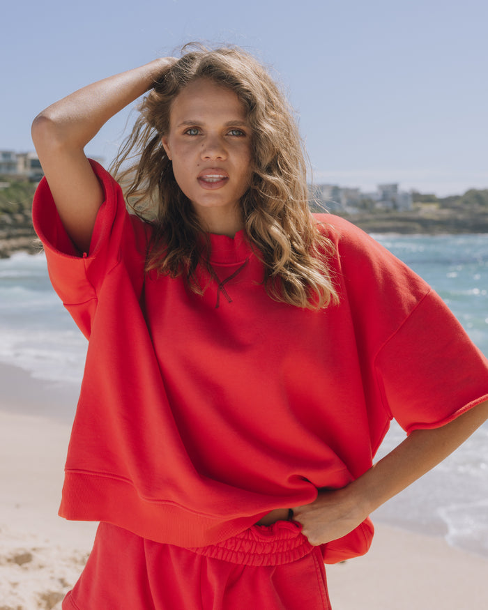 Cropped Sleeve Vintage Crew - Heart + Bodega with Tonal Patch