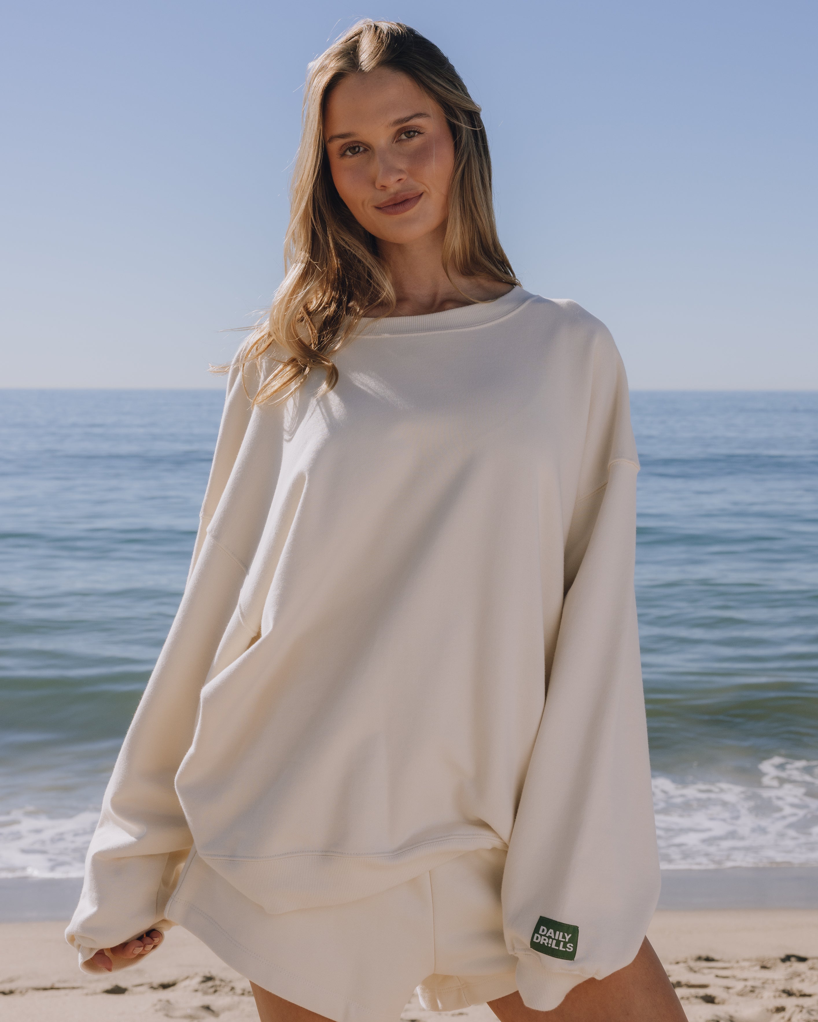 shopdailydrills Unisex Oversized Crew Sand