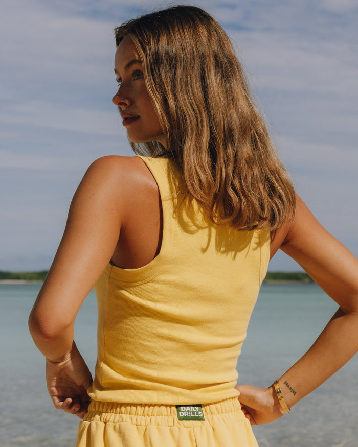 Logo Ribbed Tank - Sunny