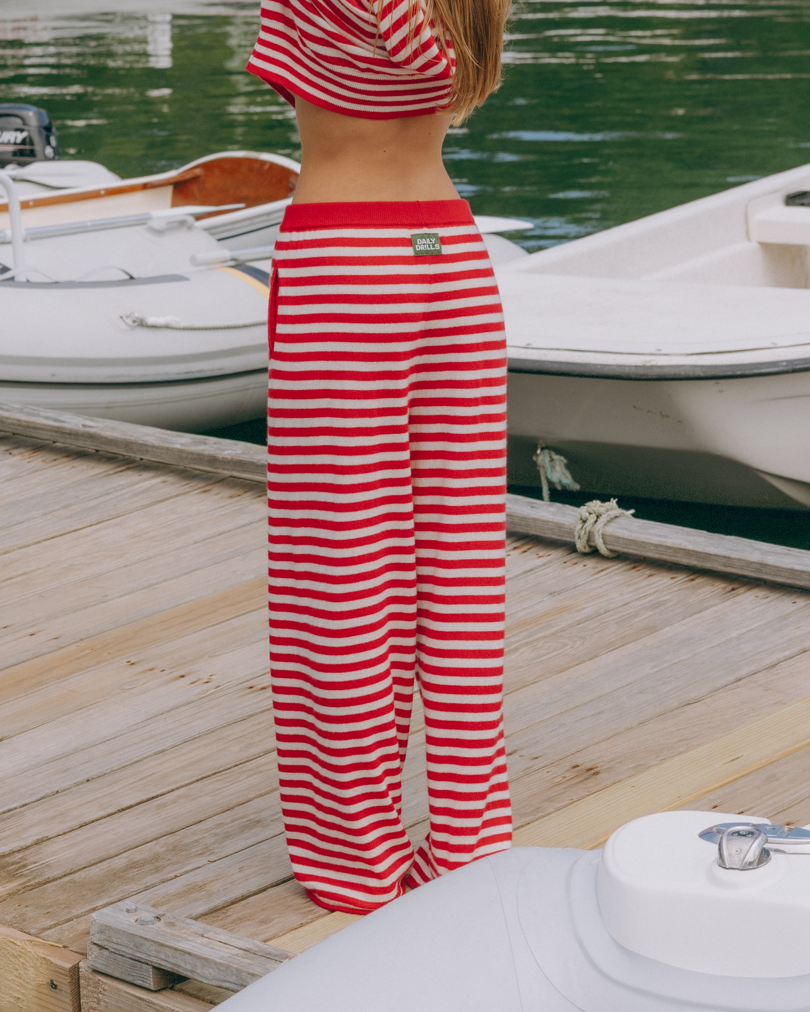 Cashmere Resort Pants - Red + White Stripe