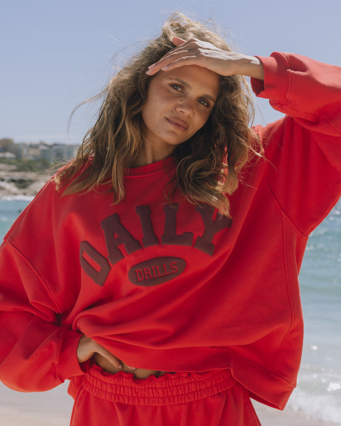 Oversized Daily Crew - Heart + Bodega with Tonal Patch