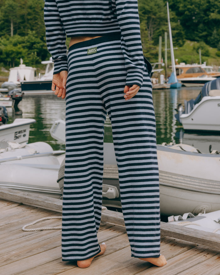 Cashmere Resort Pants - Navy + Powder Stripe
