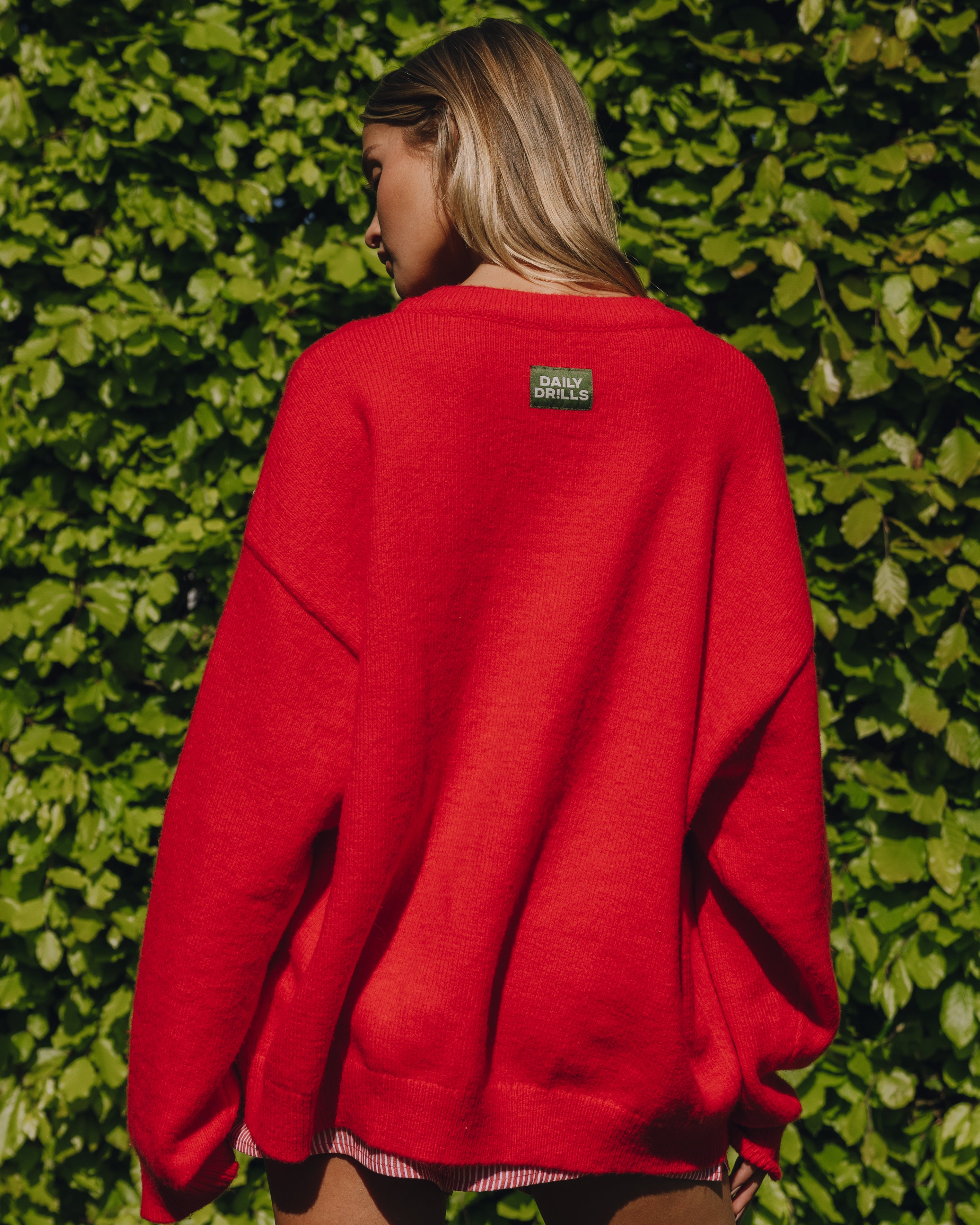★MAINBOOTH★Horizon Oversized Sweater(SUNSET RED)★正規品 Oversized Button Up Sweater - Heart – shopdailydrills