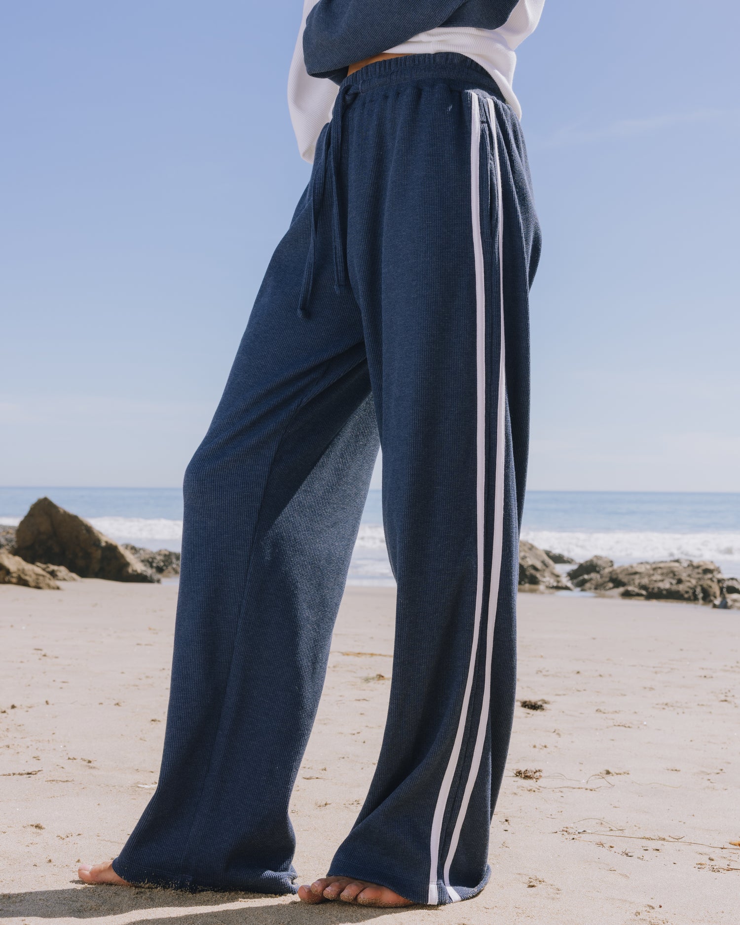 Thermal Resort Pants with Stripes - Denim + White – shopdailydrills