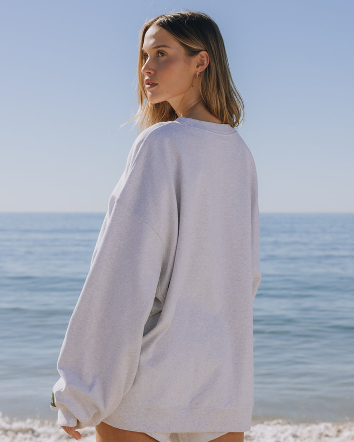 Oversized Fleece Crew - Heather Grey