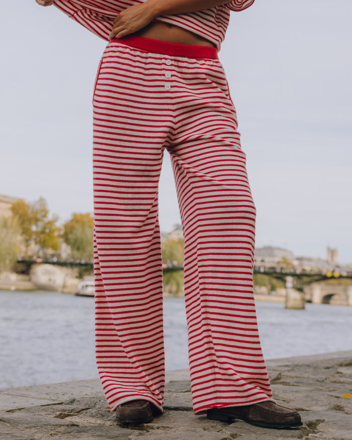 Cashmere Resort Pants - Red + White Stripe