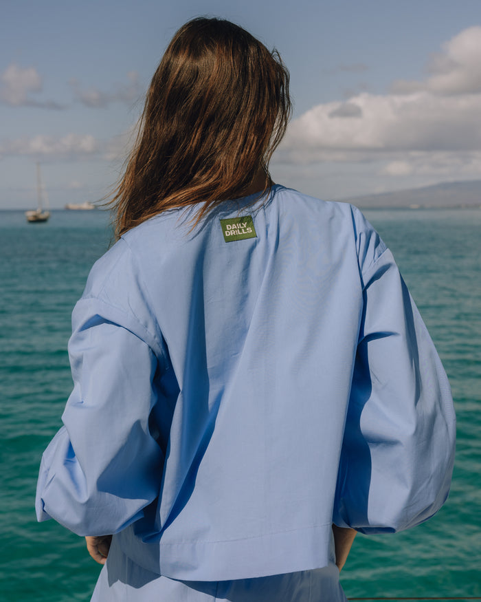 Poplin Tie Top - Blue