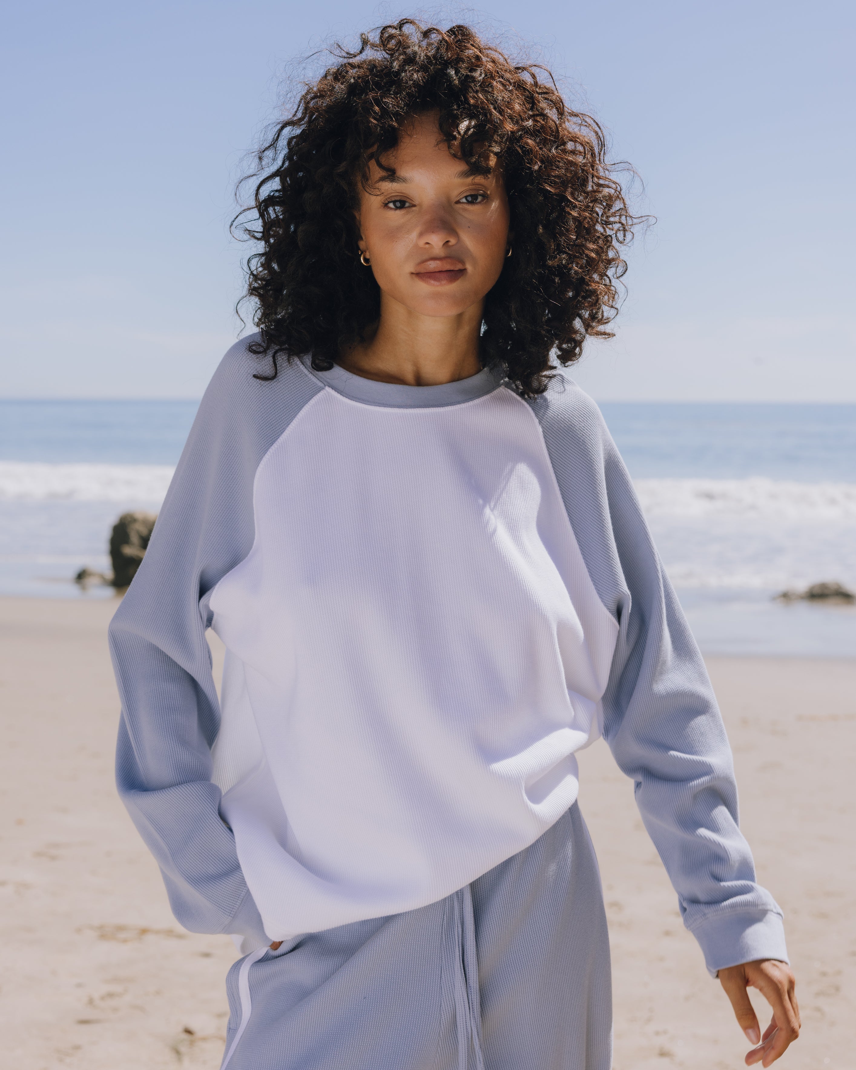 Oversized Raglan Thermal - Mist + White