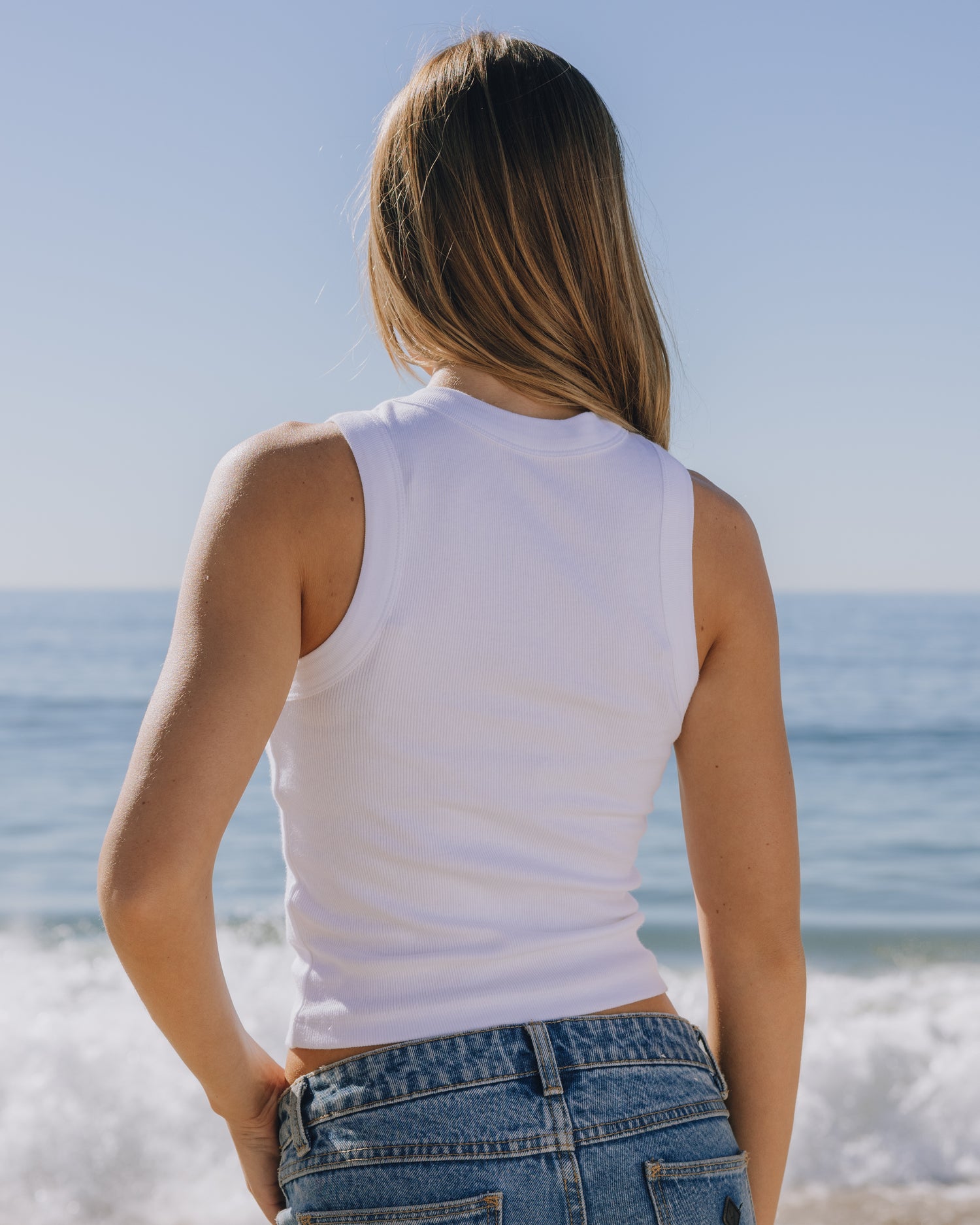 Logo Ribbed Tank - White – shopdailydrills