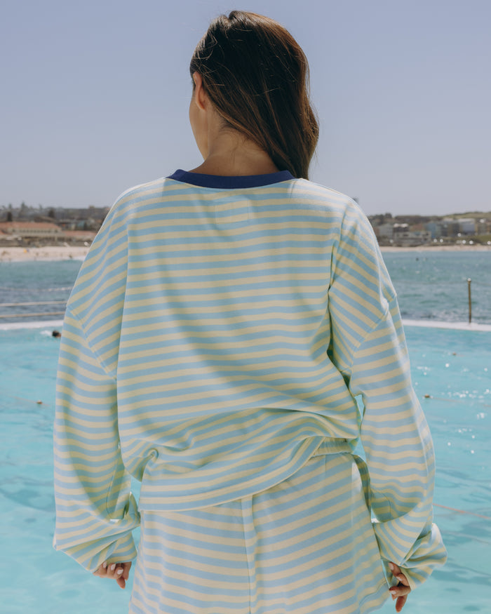 Striped Cotton Long Sleeve - Lemonade + Malibu Stripe