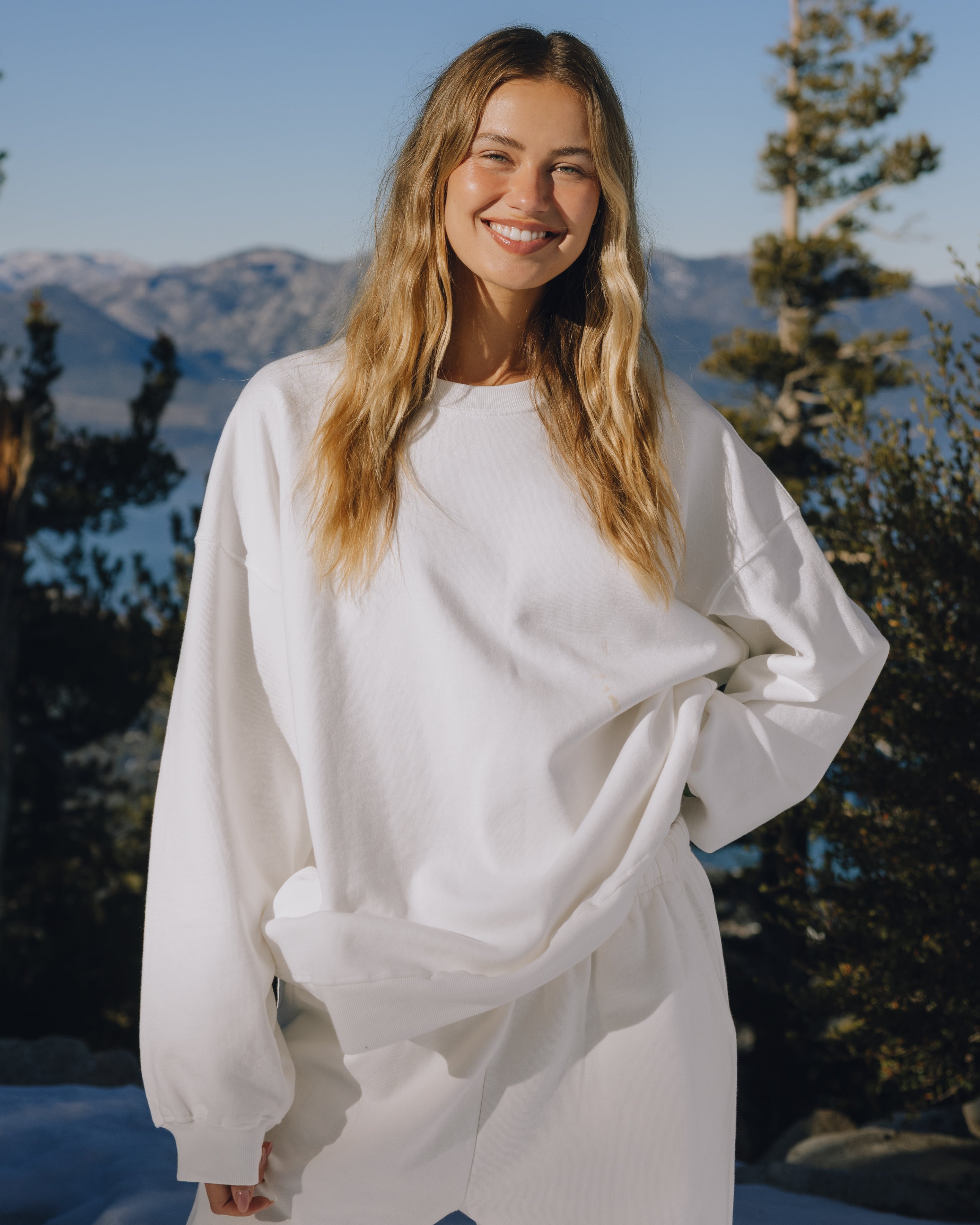 Unisex Oversized Crew - White