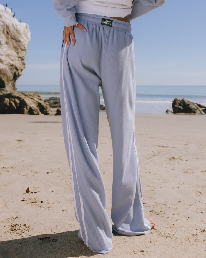Thermal Resort Pants with Stripes - Mist + White