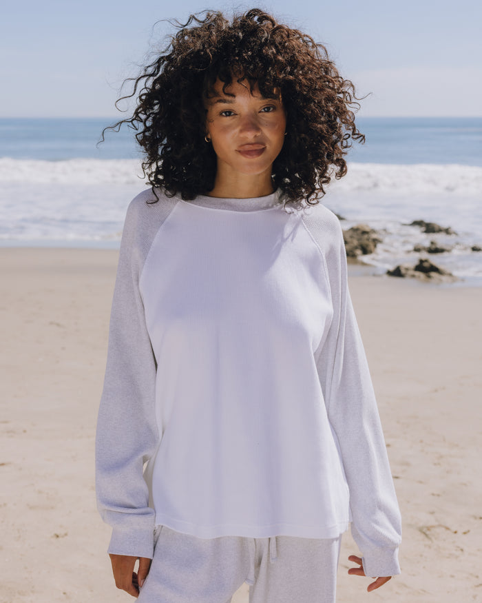 Oversized Raglan Thermal - Light Grey + White