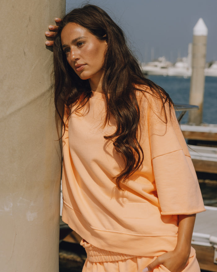 Cropped Sleeve Crew - Spritz