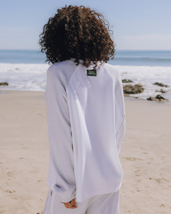 Oversized Raglan Thermal - Light Grey + White
