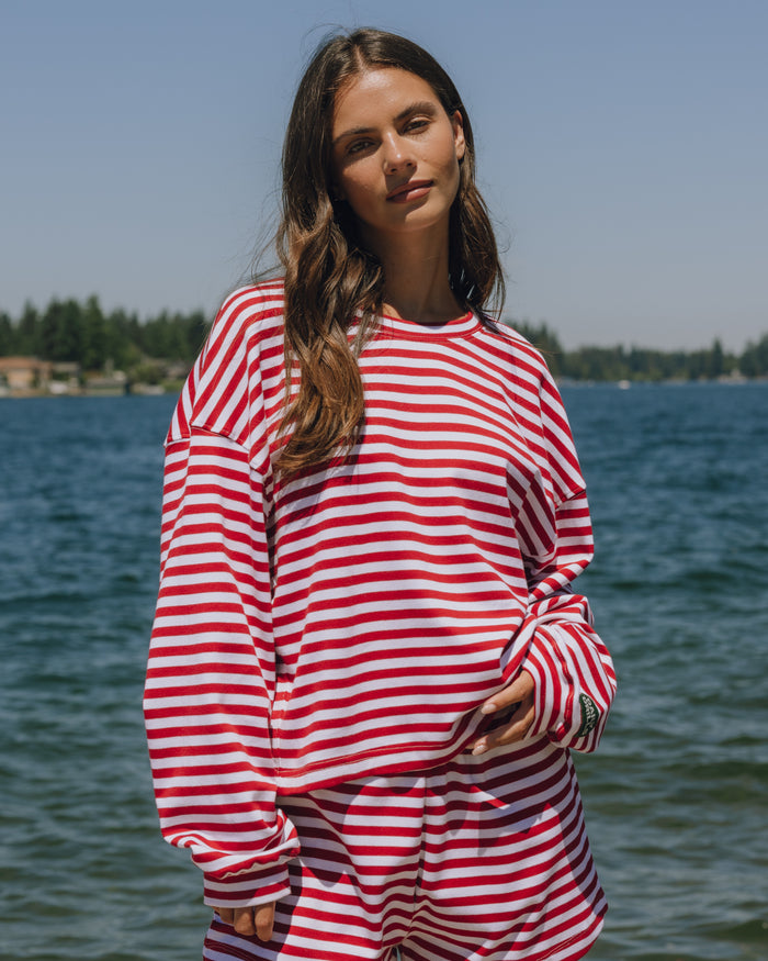 Striped Cotton Long Sleeve - Red + Cream Stripe