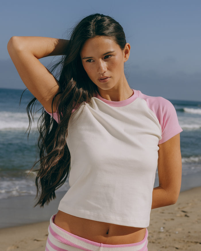 Raglan Everyday Tee - Taffy + Cream