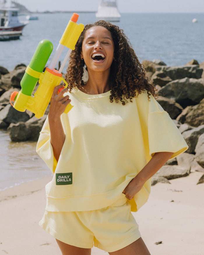 Cropped Sleeve Crew - Lemonade