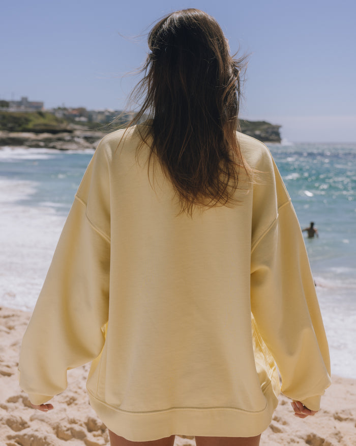 Oversized Daily Crew - Butter + Sunny with Tonal Patch