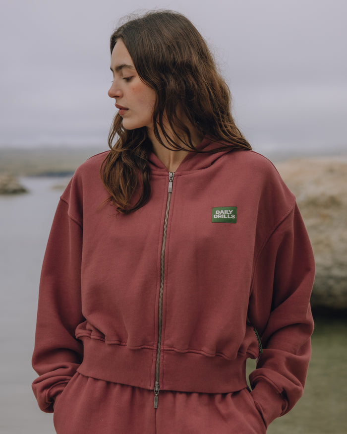 Heavyweight Double Zip Hoodie - Wine