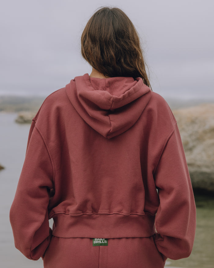 Heavyweight Double Zip Hoodie - Wine