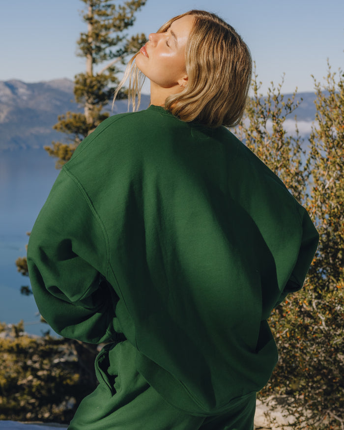 Unisex Oversized Crew - Forest Green