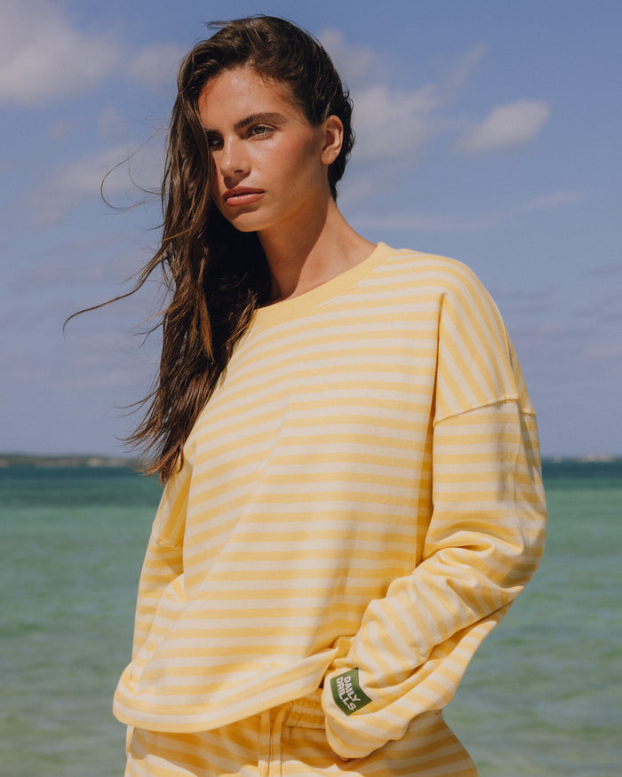 Striped Cotton Long Sleeve - Sunny + Butter Stripe