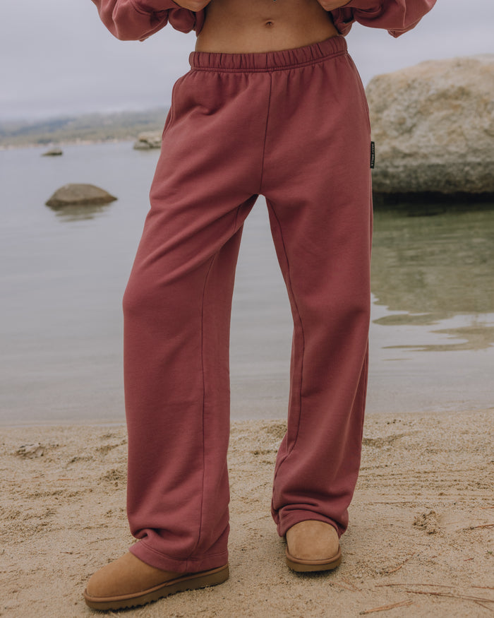 Heavyweight Straight Leg Sweatpants - Wine