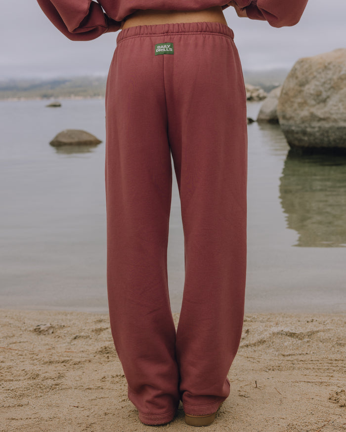 Heavyweight Straight Leg Sweatpants - Wine