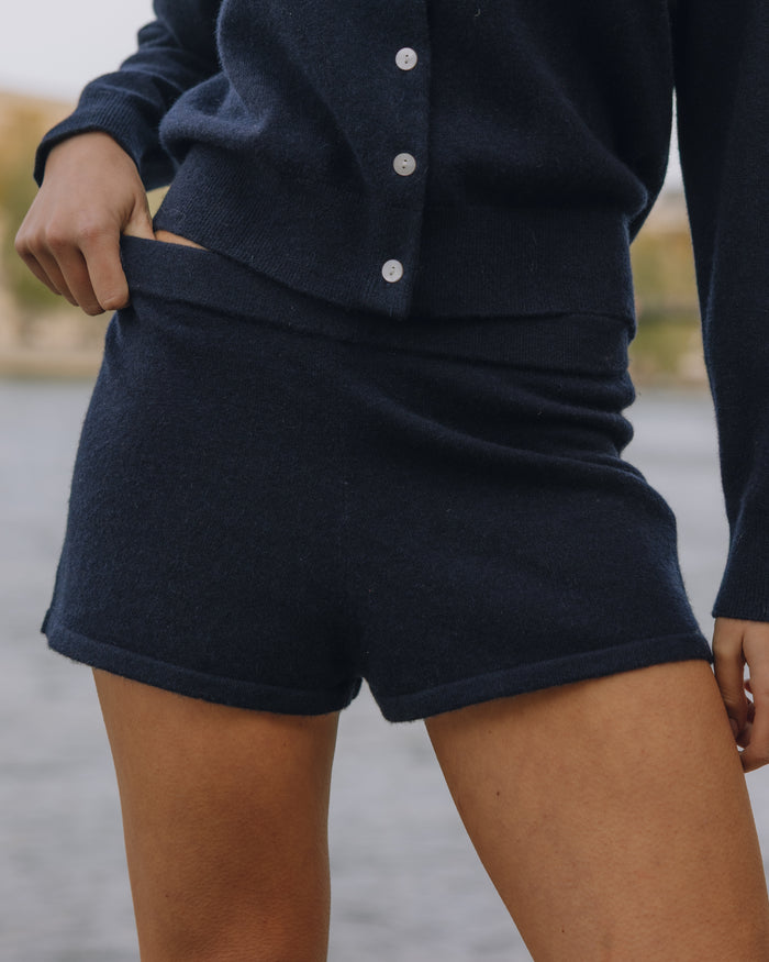 Cashmere Micro Shorts - Navy