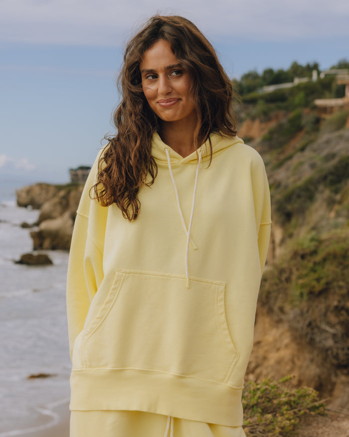 Oversized Paracord Hoodie - Lemonade with Monochrome Patch