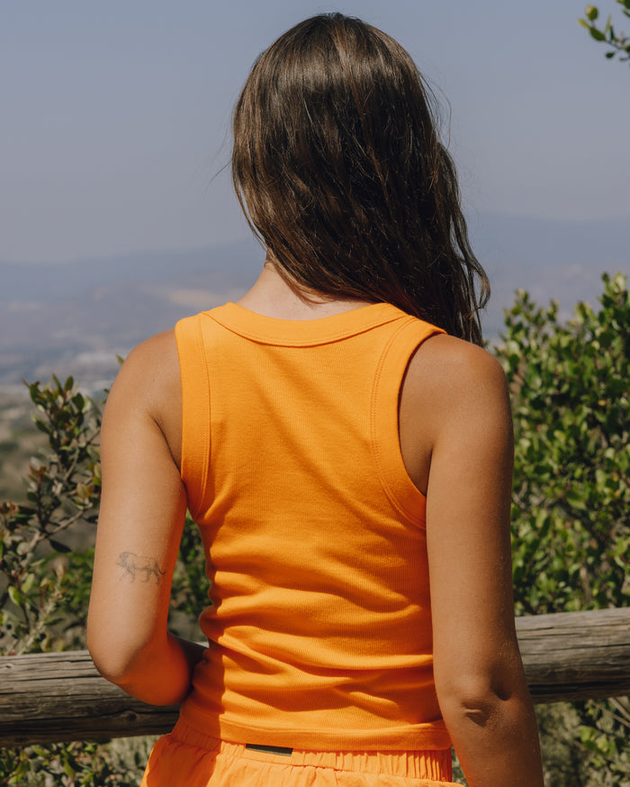 Logo Ribbed Tank - Orange