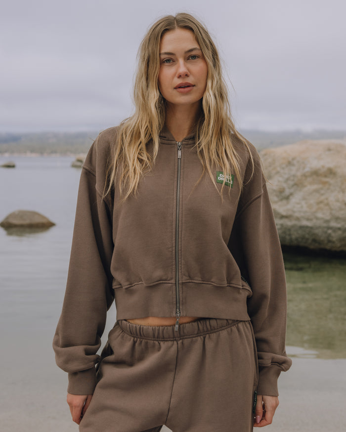 Heavyweight Double Zip Hoodie - Mocha