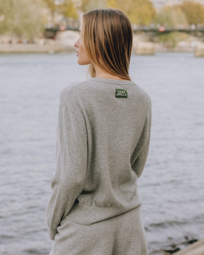 Cashmere Button Up Sweater - Dark Heather Grey