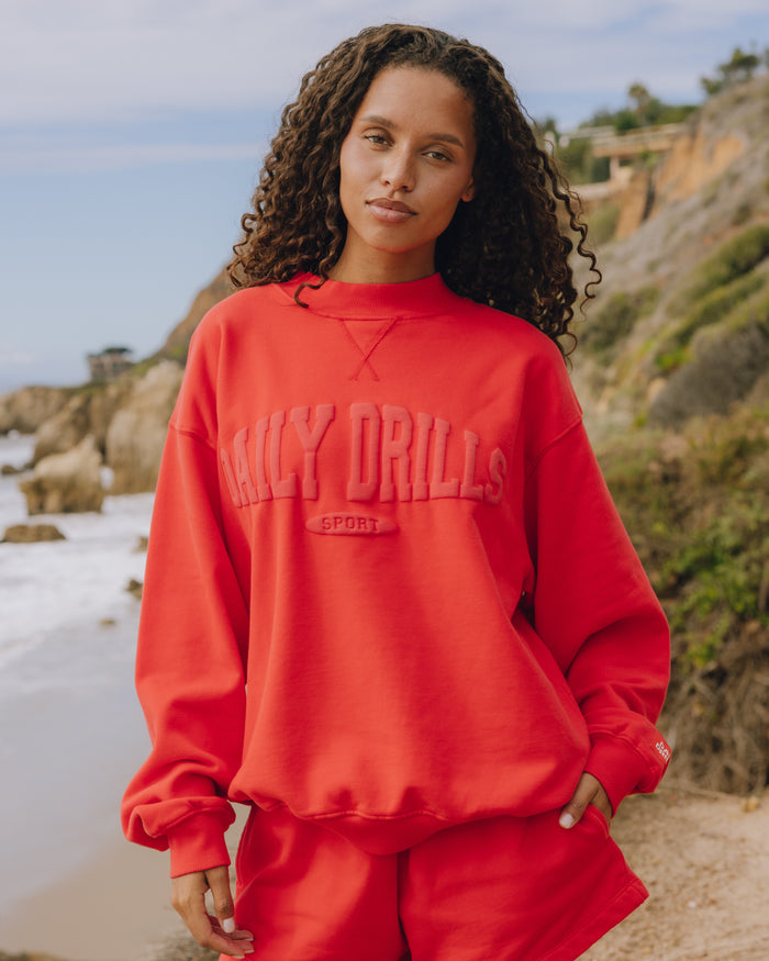 Oversized Vintage Sport Crew - Heart with Monochrome Patch