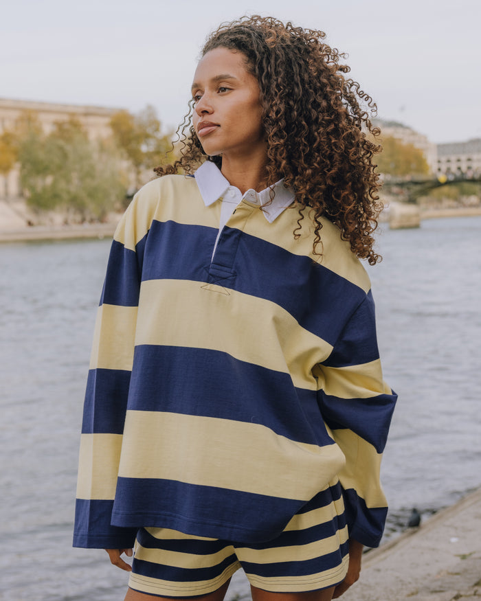 Rugby Tee - Butter + Navy Stripe