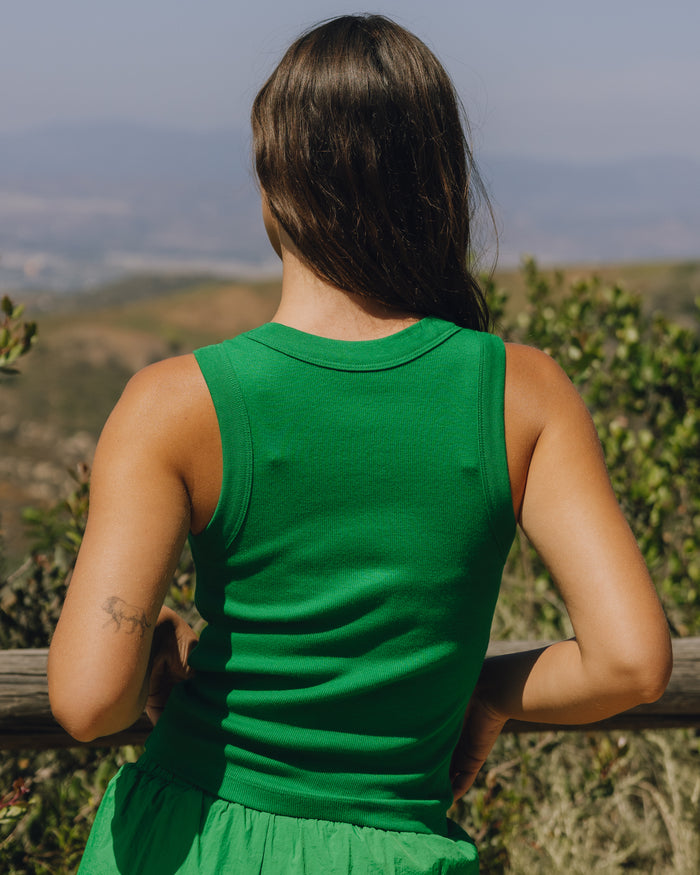 Logo Ribbed Tank - Kelly Green