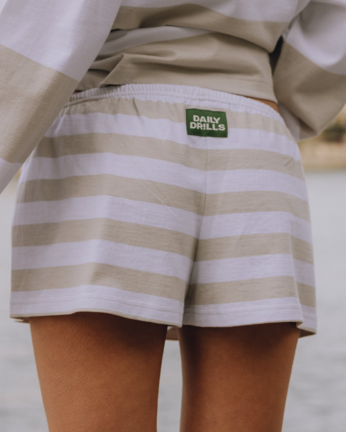 Micro Shorts - Light Grey + White Stripe