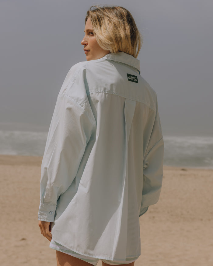Oversized Poplin Button Down - Light Blue