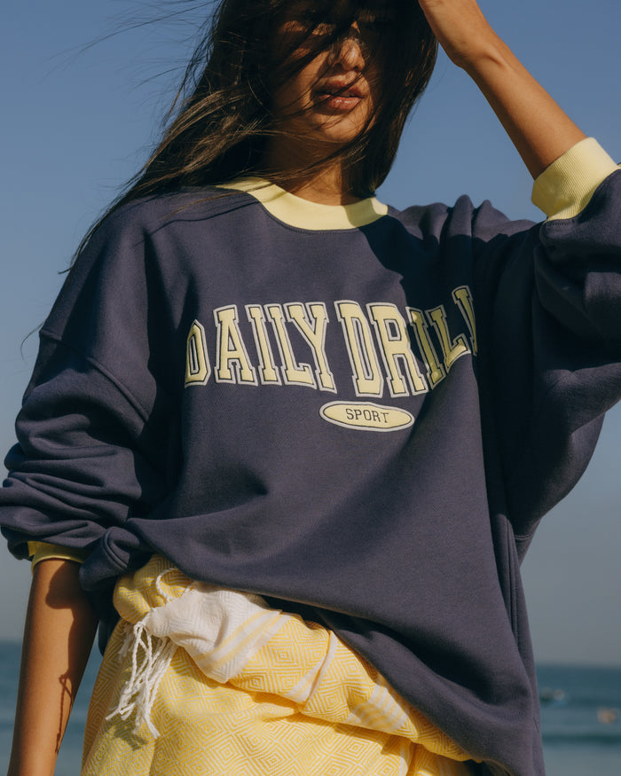 Oversized Sport Crew - Navy + Lemonade + Grey